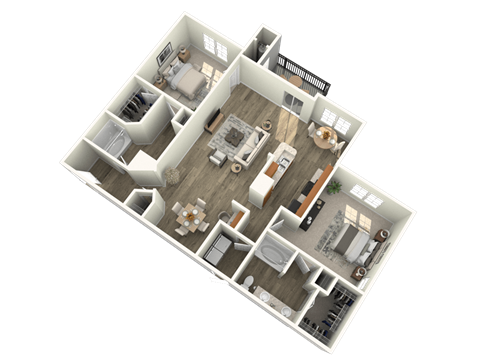 Floor plan for 2 beds, 2 baths, 1413 sqft